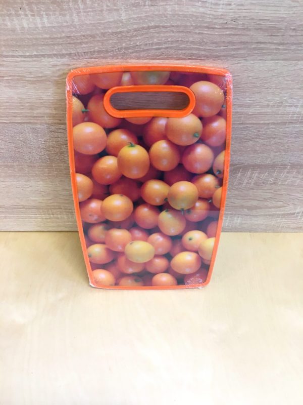 Plastová doska na krájanie vzor paradajka - oranžová, 36,5x22cm
