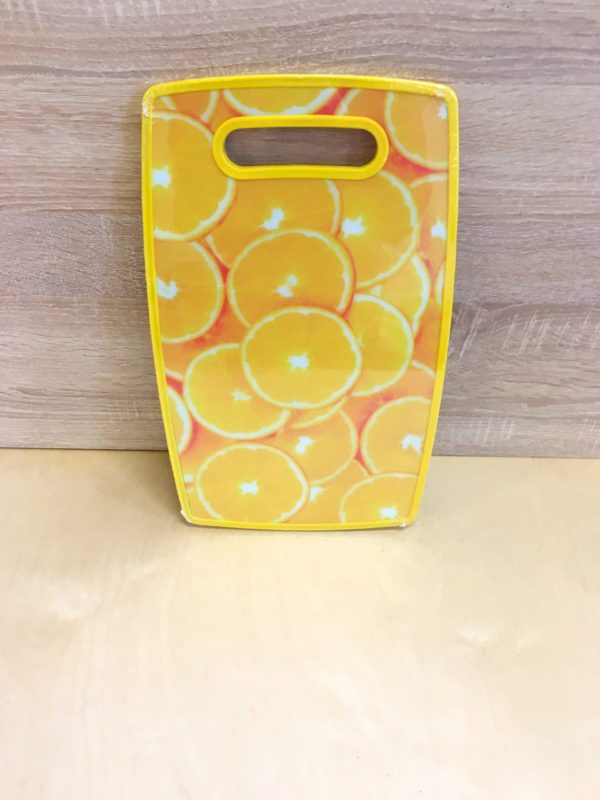 Plastová doska na krájanie vzor pomaranč - žltá, 36,5x22cm