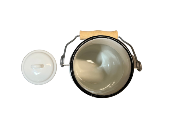 Kanvica na mlieko otvorená biela so vzorom