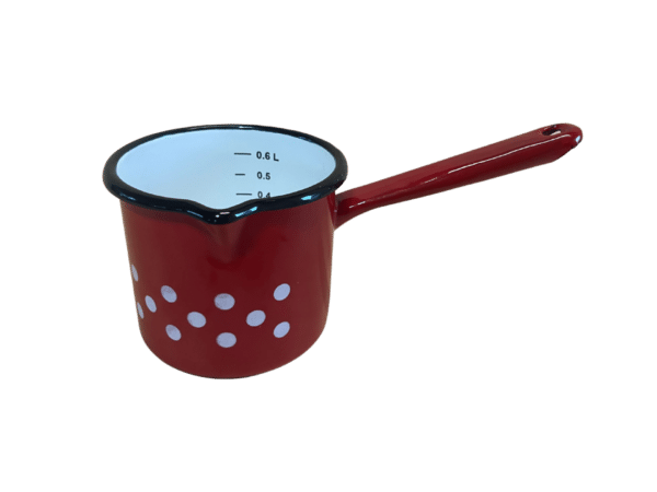 Smaltovaný hrnček s rukoväťou červený