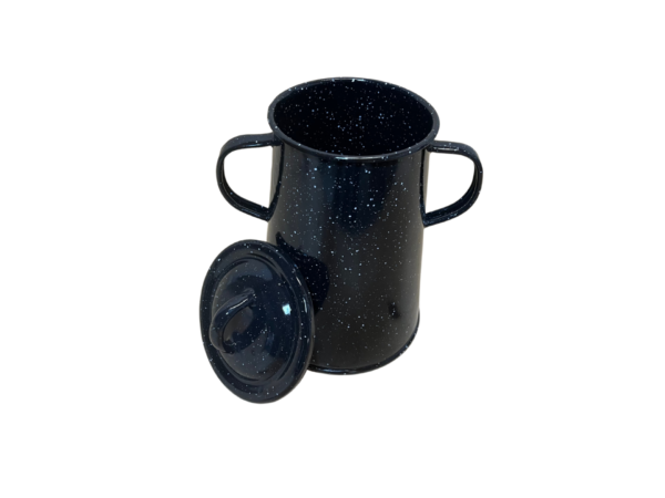 Smaltovaná nádoba na masť v čiernej farbe otvorený