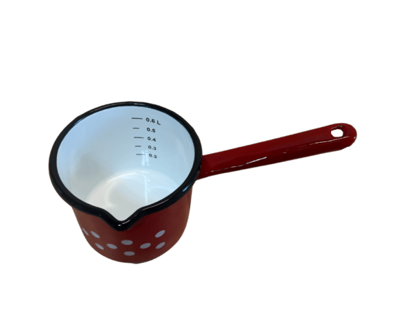 Smaltovaný hrnček s rukoväťou červený