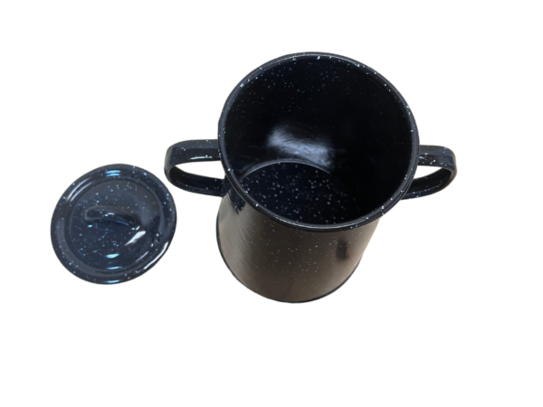 Smaltovaná nádoba na masť v čiernej farbe otvorený