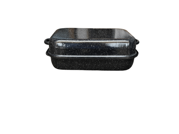 Smaltovaný pekáč dvojdielny z bočnej strany v čiernej farbe